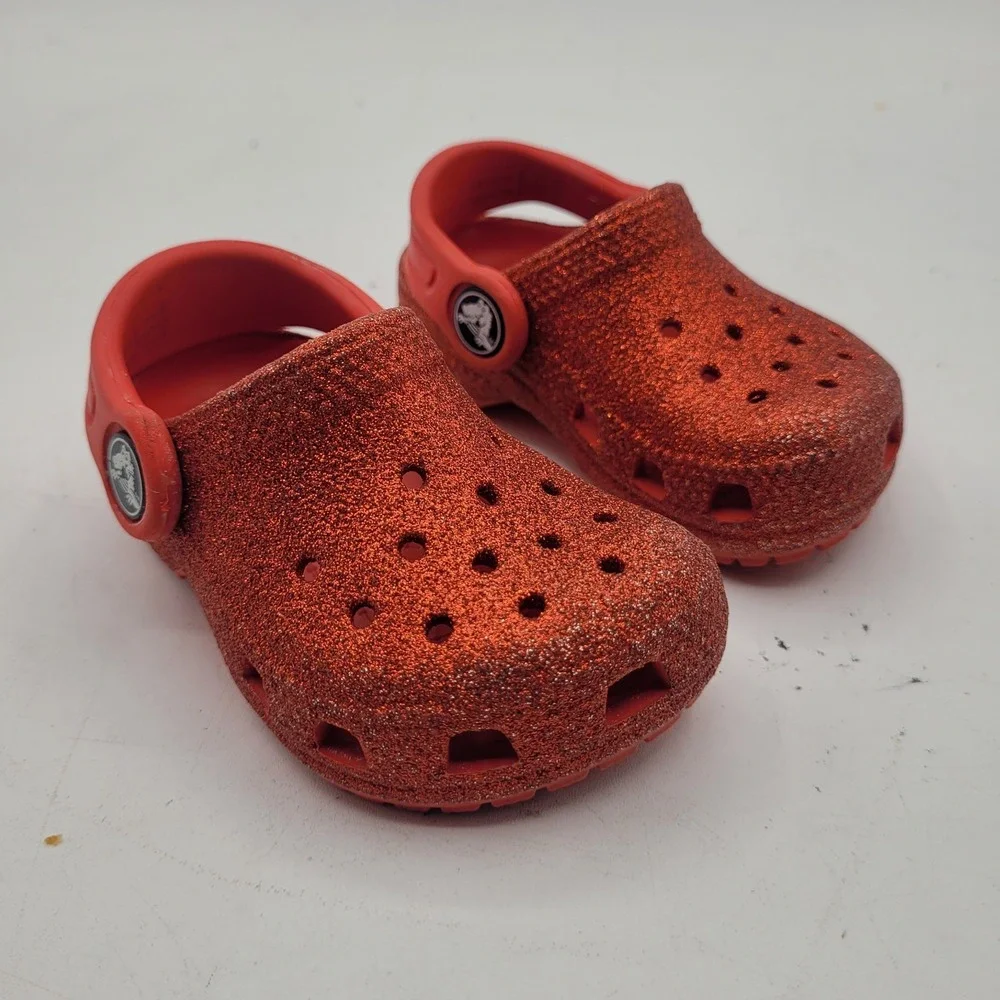 Crocs‎ Kids' Sparkle Clog Slip-On Shoes Ruby Red Toddler Size C4 Wizard Of Oz
